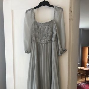 asos design shirred pleated midi dress